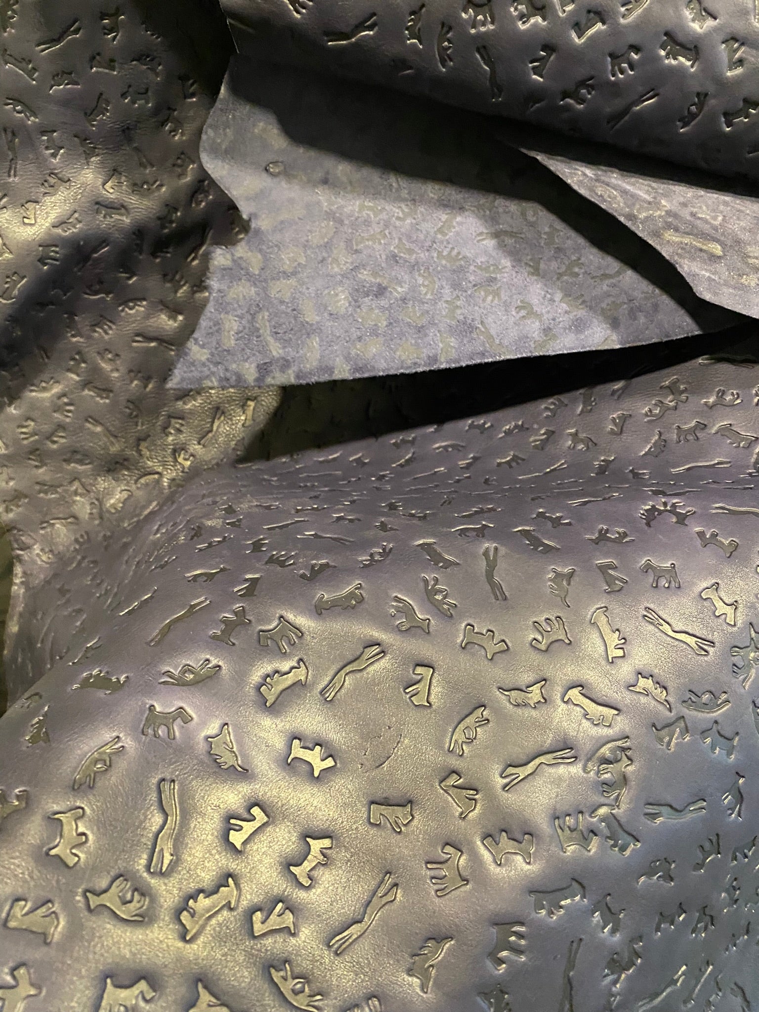 THE LEATHER DUDE™ Collection - Marine Blue Calf with Ancient Markings